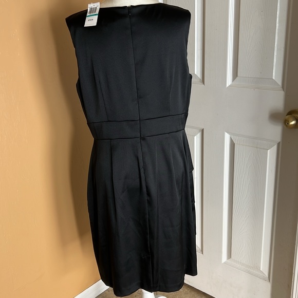 Connected Apparel - black satin like sleeveless dress, size 16. - Picture 4 of 9